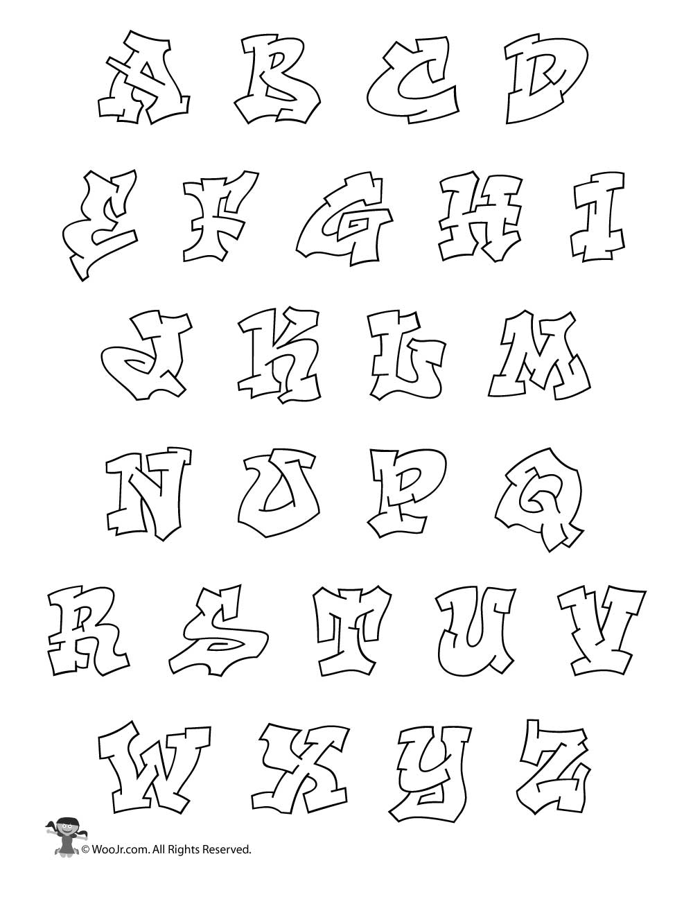 engaging graffiti alphabet coloring pages printable jpg