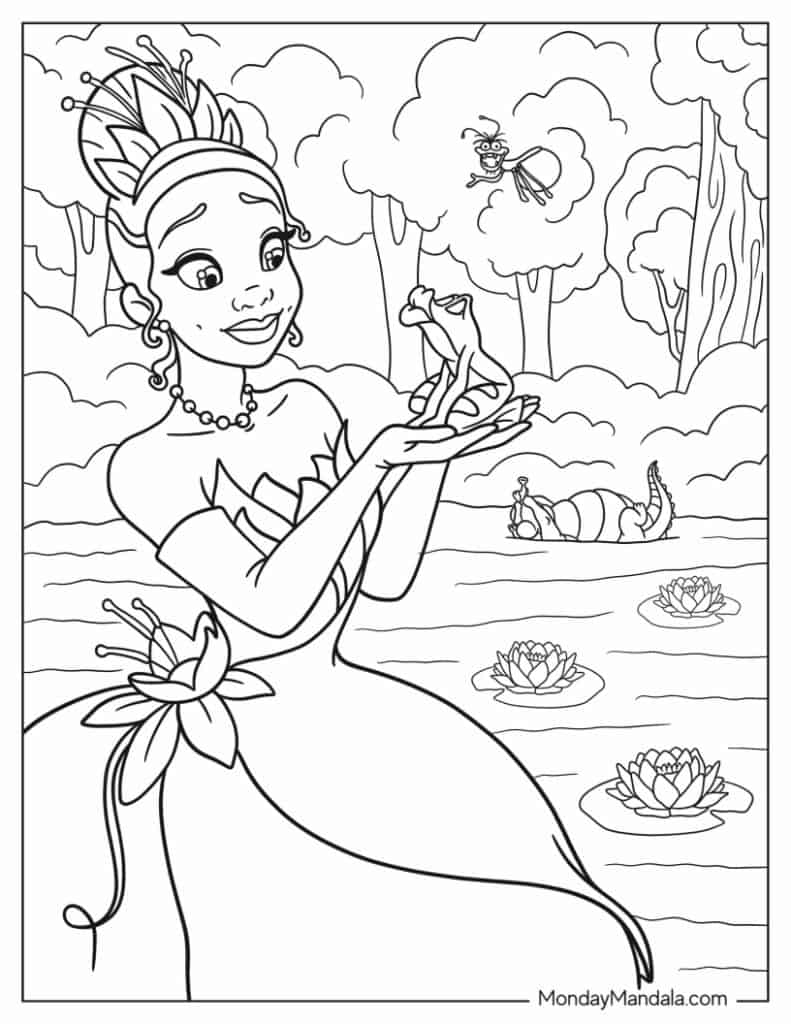 trendy princess frog coloring pages printable jpg