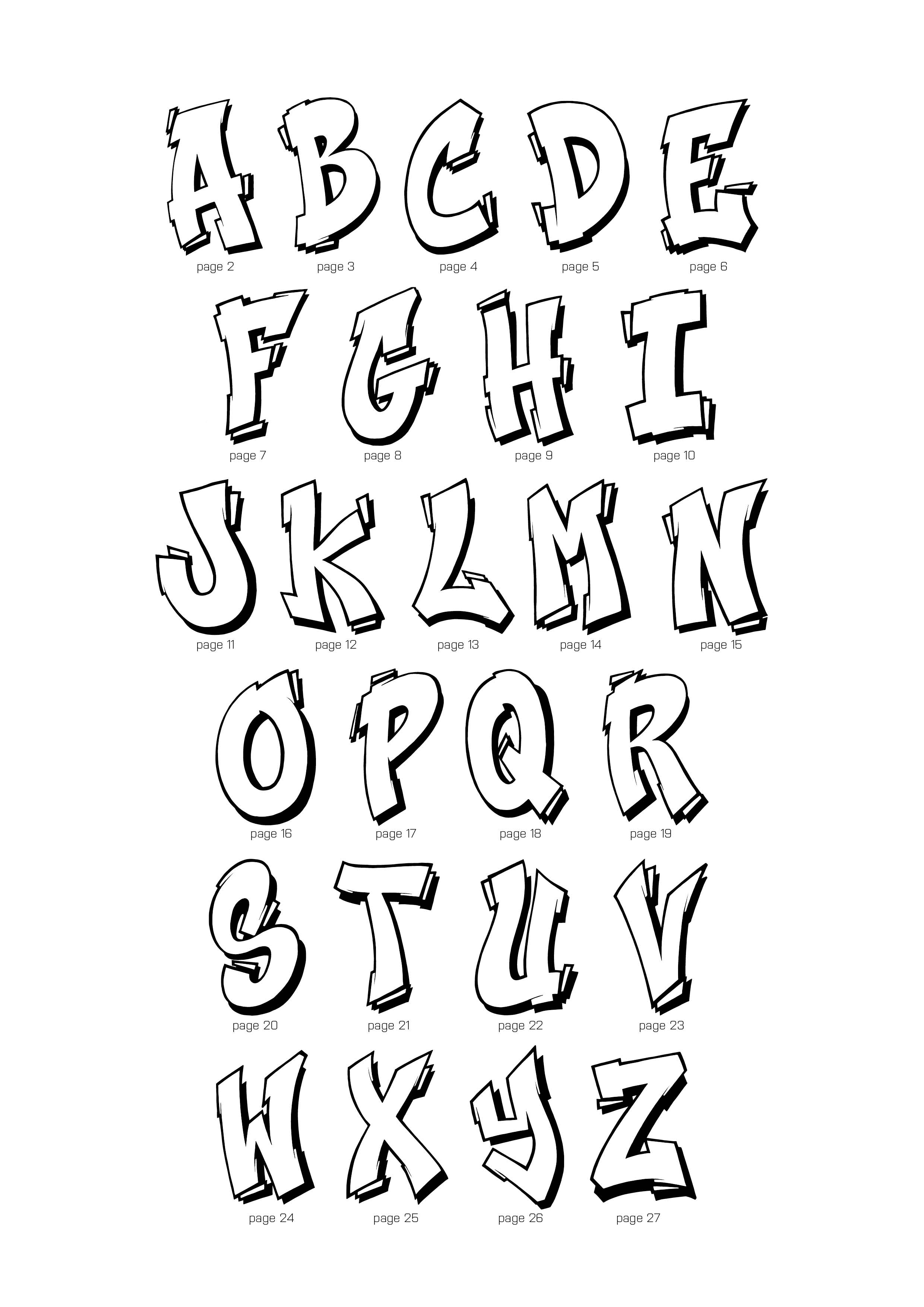 detailed graffiti alphabet coloring pages printable jpg