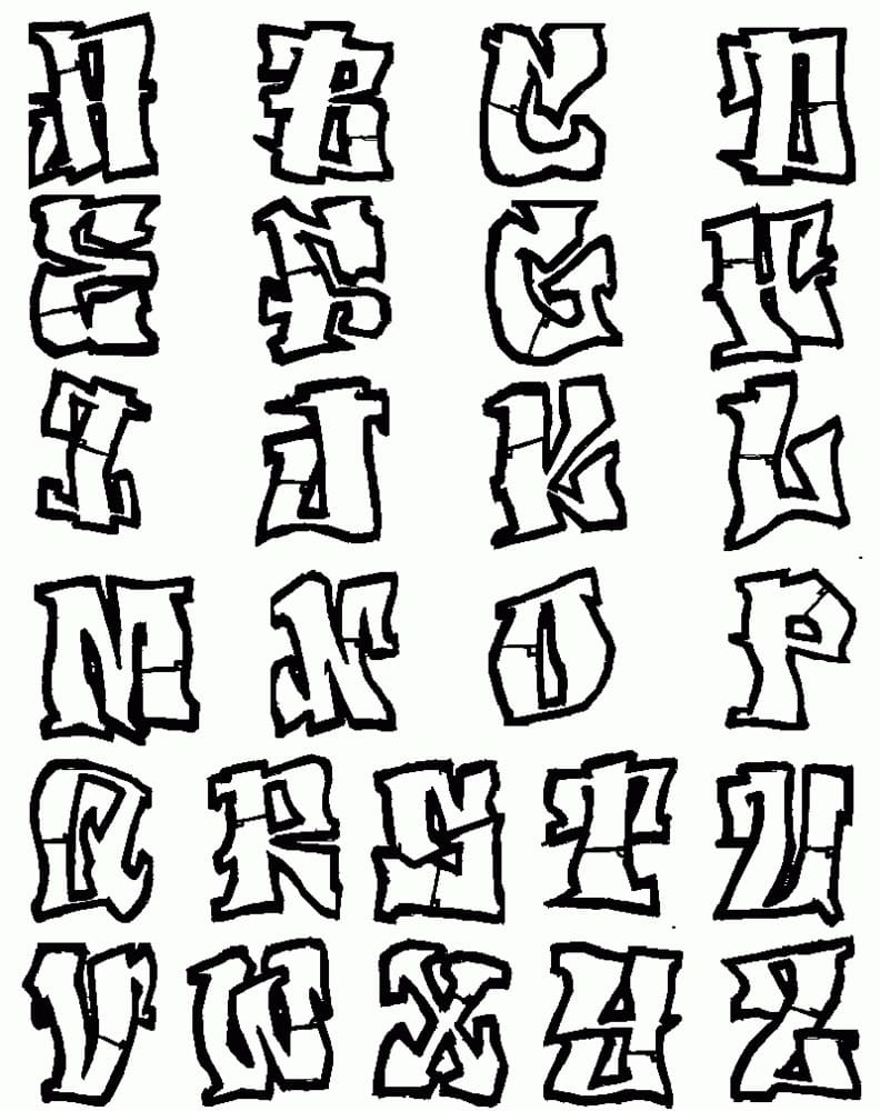 free graffiti alphabet coloring pages printable jpg