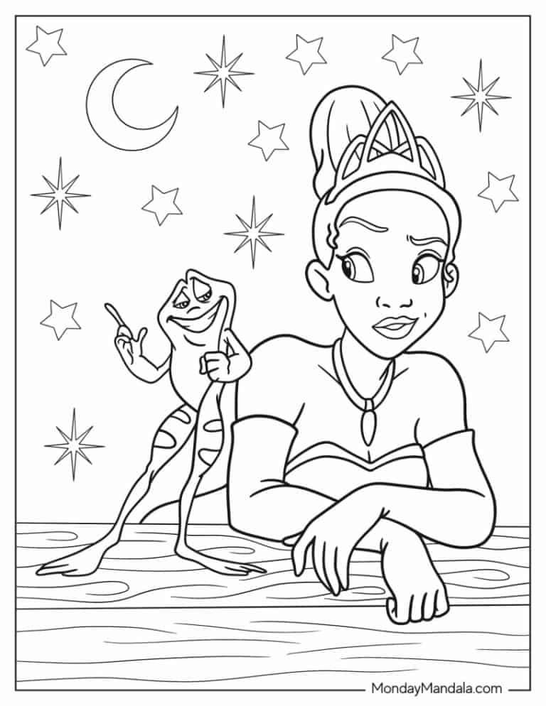 colorful princess frog coloring pages printable jpg