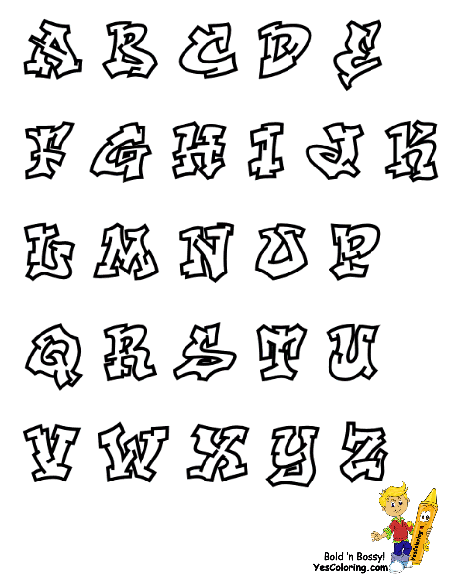 whimsical graffiti alphabet coloring pages printable jpg