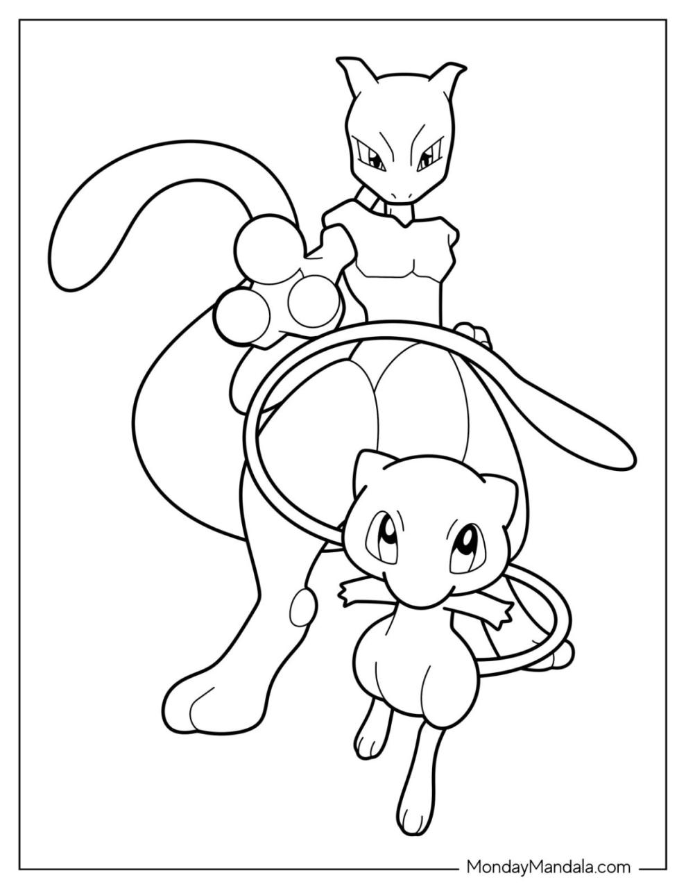 20 Mew Coloring Pages Free Printable for Kids