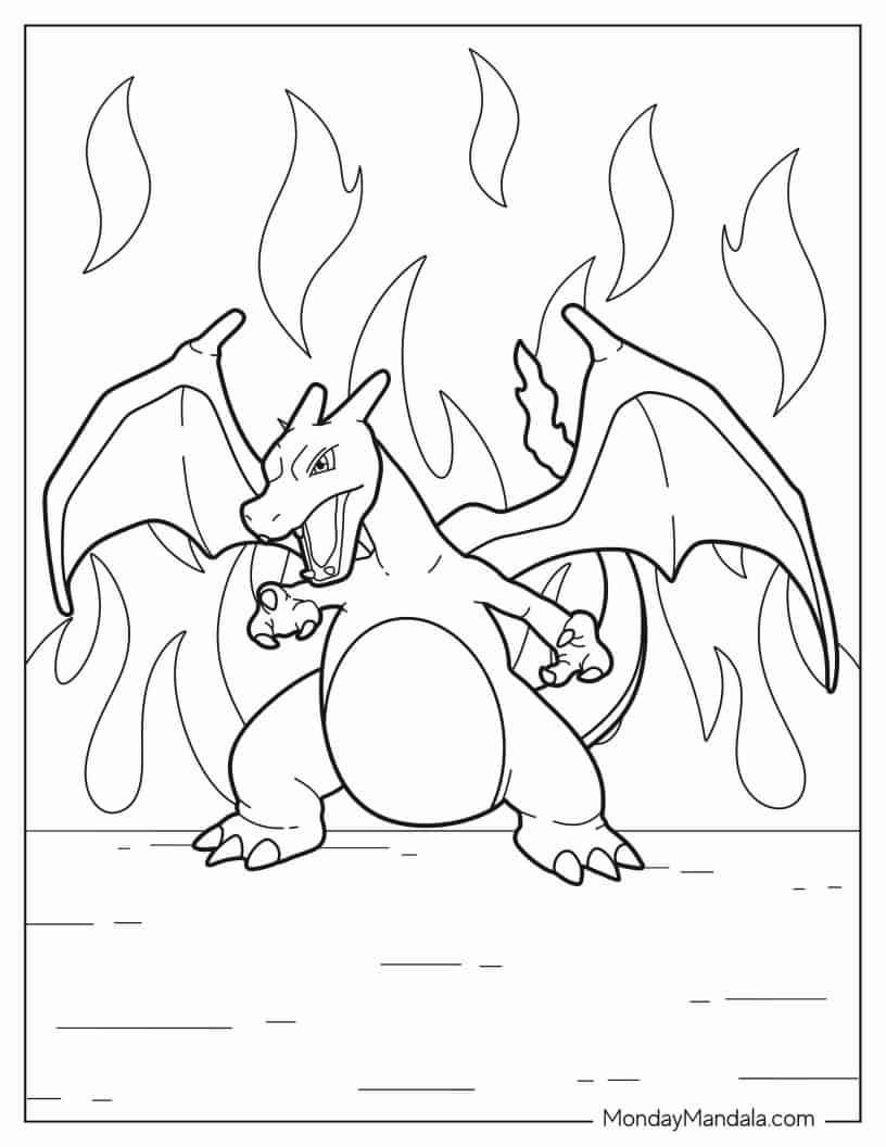 35 Charizard Pokemon Coloring Pages Free Printable 20