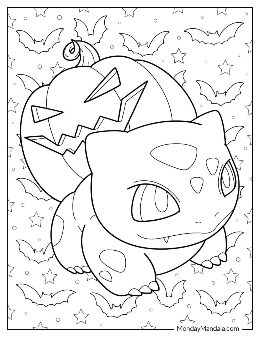 Halloween Pokemon Coloring Pages Free Printable for Kids