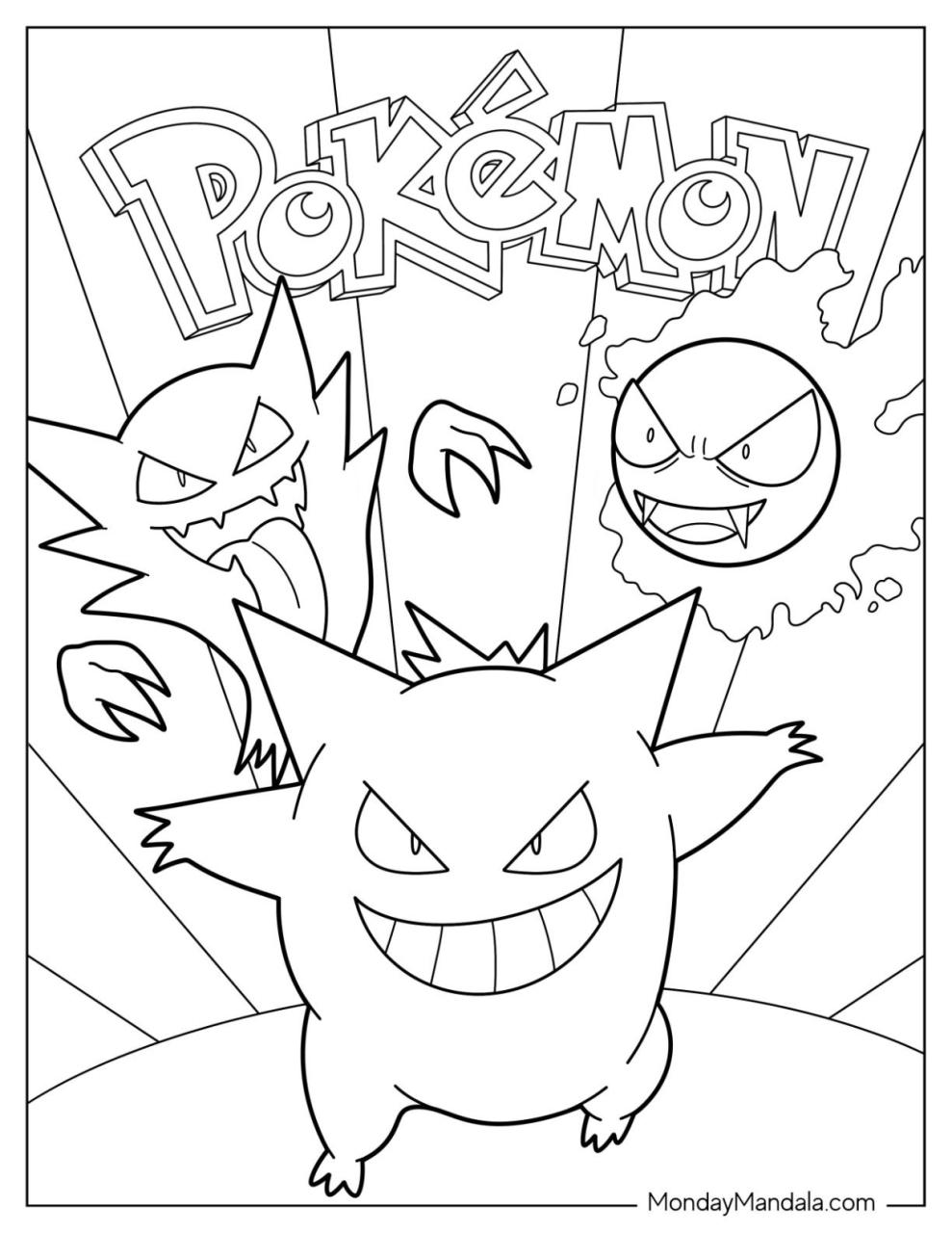 22 Gengar Coloring Pages Free Printable for Kids