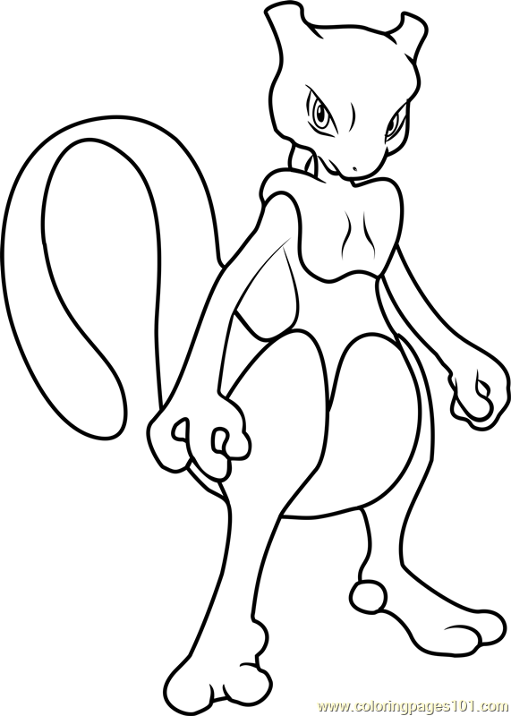 Mewtwo Pokemon Coloring Page for Kids