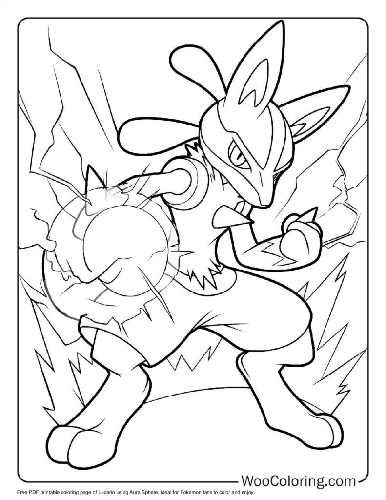 Aura Sphere Lucario Coloring Sheet