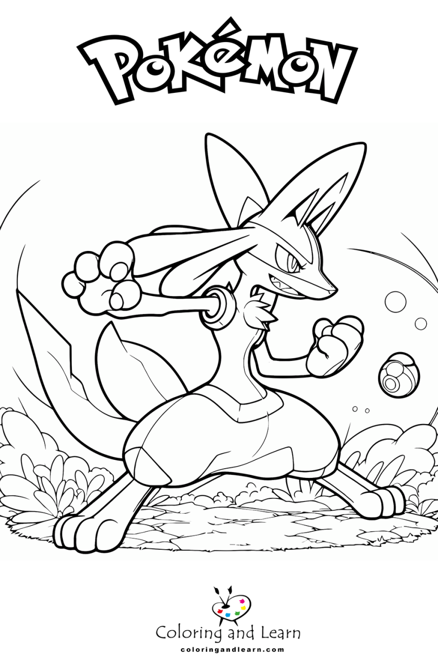 Lucario Coloring Pages  - coloringandlearn.com