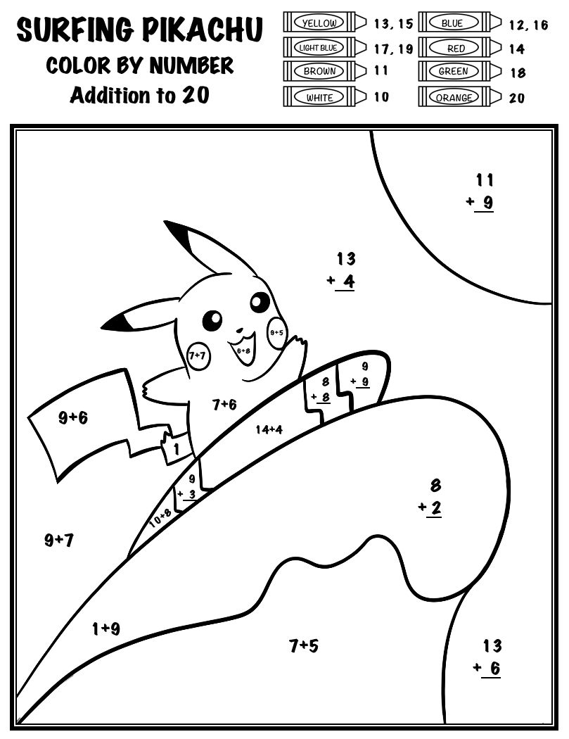 31+ Cute Pokemon Coloring by Numbers for Kids